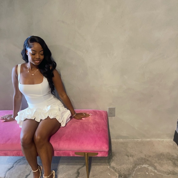 White Ruffled Mini Dress - Picture 3 of 5